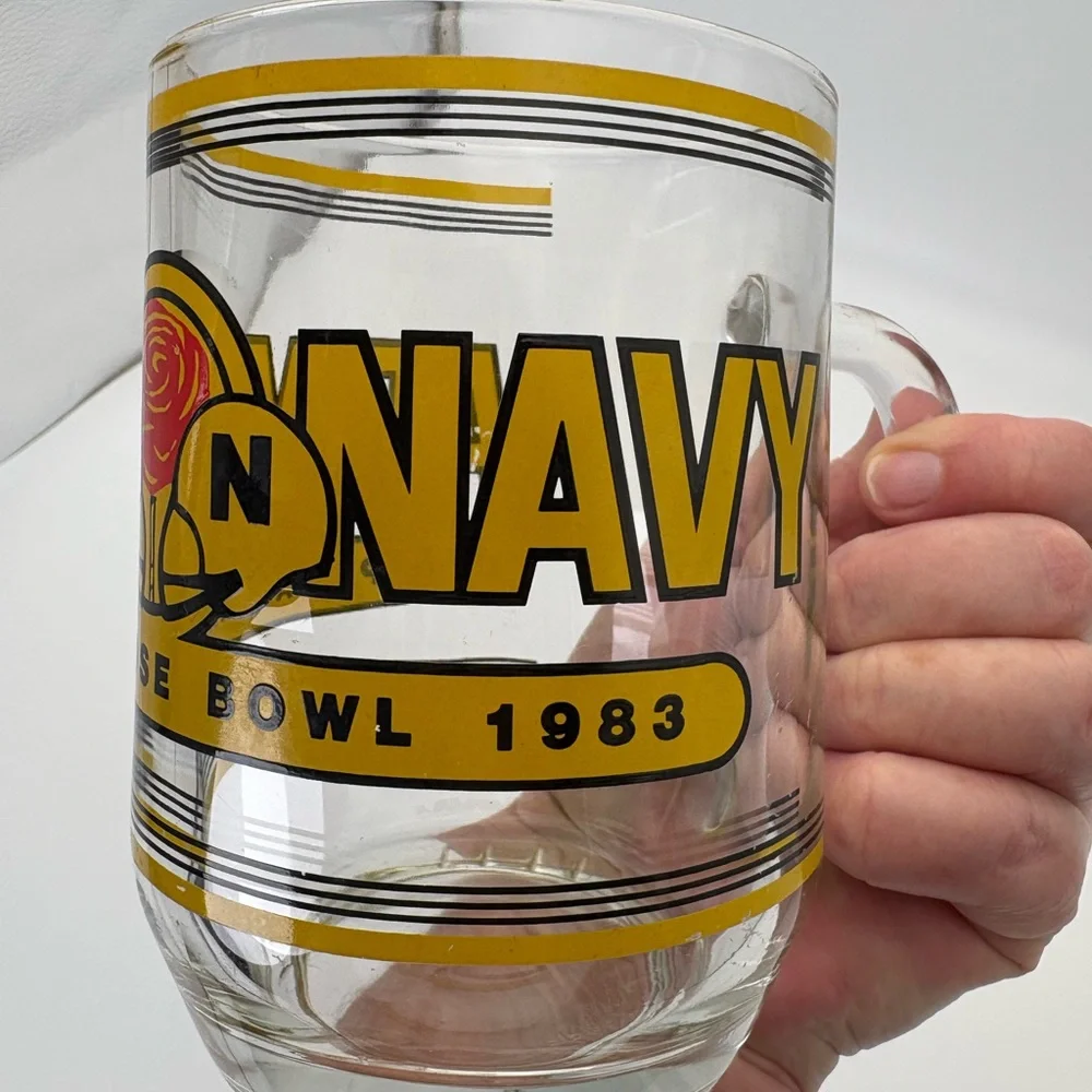1983 Rose Bowl Clear Glass Mug Army v. Navy